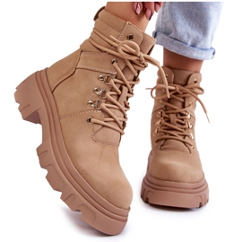 Botas cálidas de cuero con cordones Beige Merisha