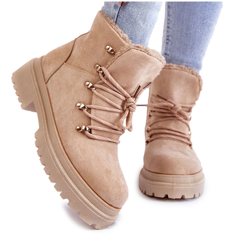 Botas Mujer Ante Beige Bellita Trappers Botas Mujer Ante Beige Bellita Trappers
