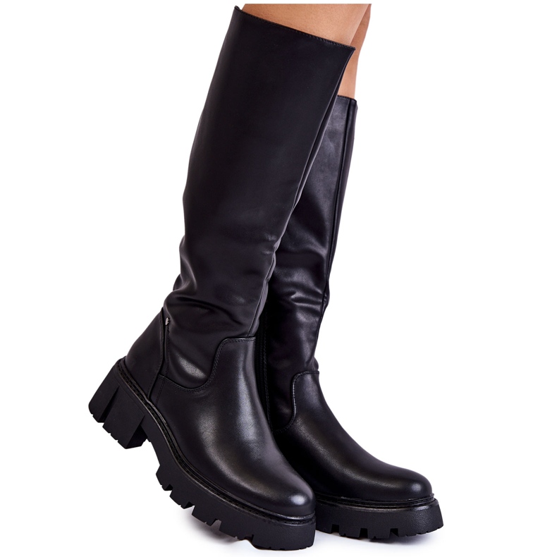 Sergio Leone Botas Altas Mujer Piel Negra Caldera negro