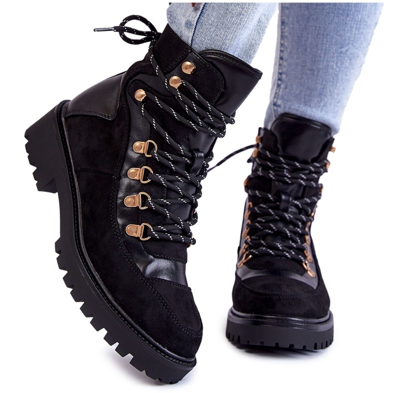 Botas cálidas negras de mujer con cordones Jesse negro