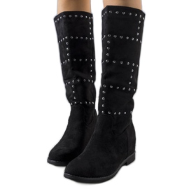 PA1 Botas negras en la cuña Mercato negro