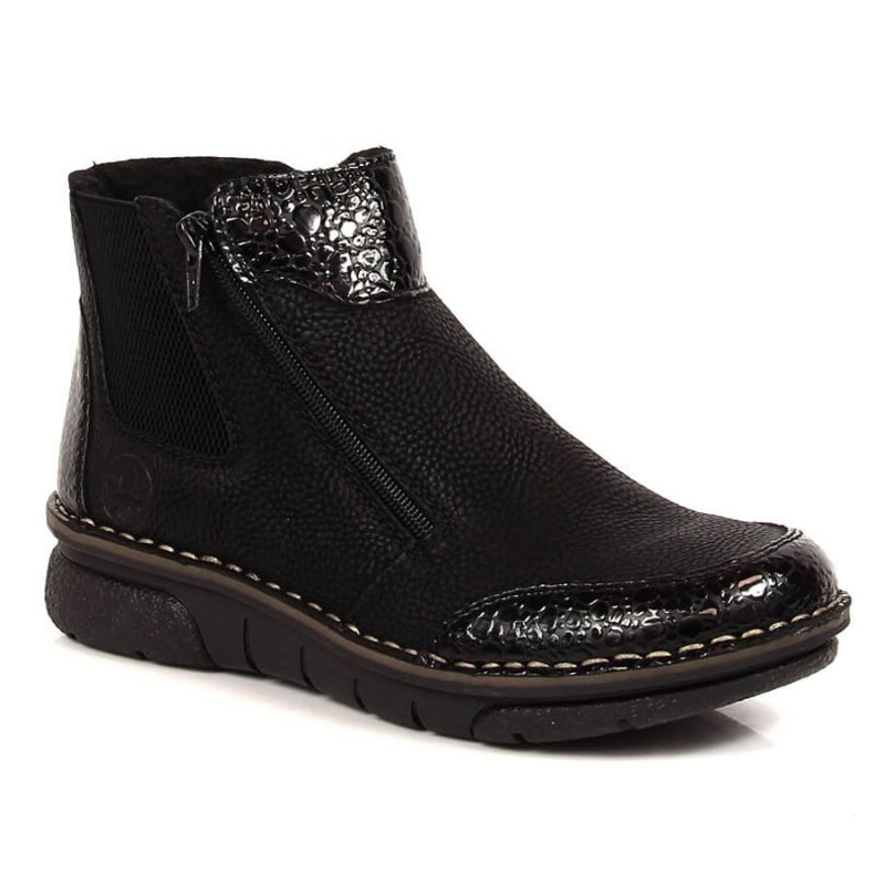 Cómodas botas con cremalleras aisladas Rieker W RKR555 negro