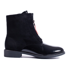 Botines negros clásicos con tacón plano
