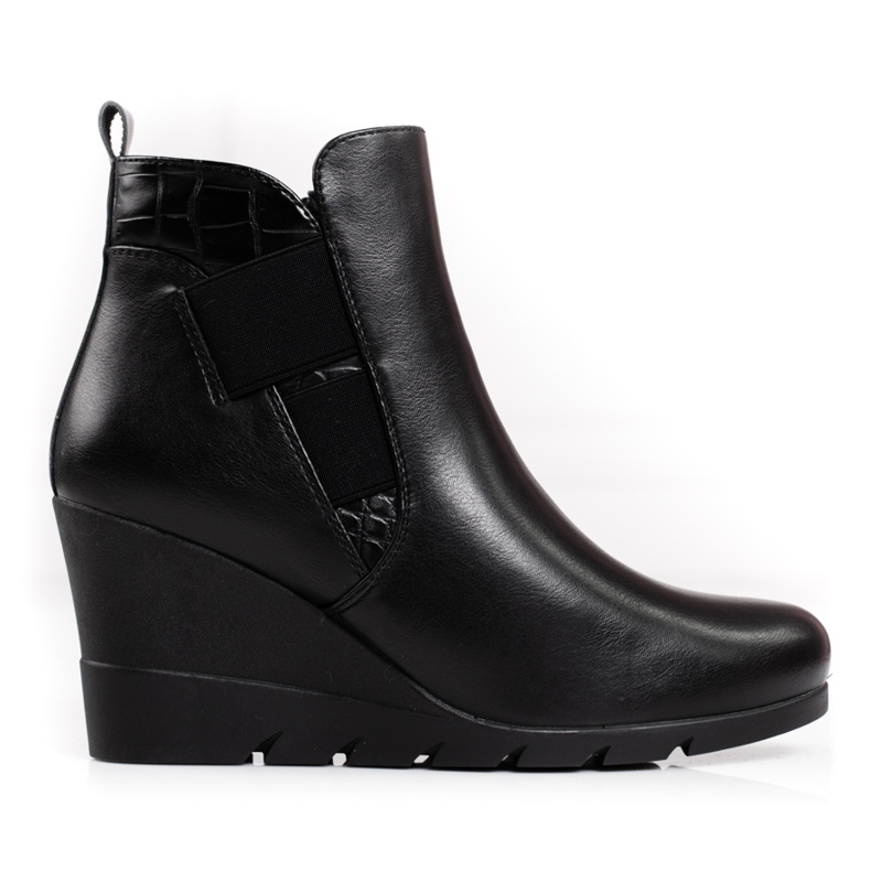 Botas de mujer en cuña shelovet negro Botas de mujer en cuña shelovet negro