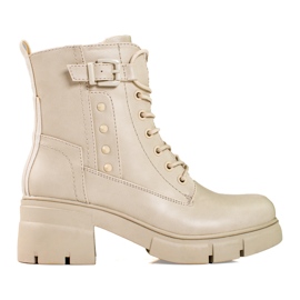 Botas con cordones en la plataforma shelovet beige