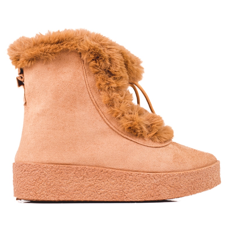 Botas de nieve para mujer en la plataforma shelovet. marrón