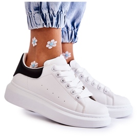 Zapatillas Deportivas con Plataforma para Mujer, Blancas y Negras blanco