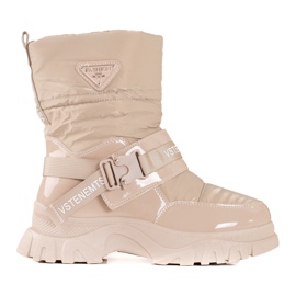 Botas de nieve shelovet para mujer con aislamiento de piel beige