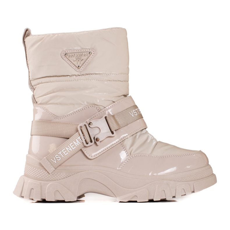 Botas de nieve shelovet para mujer con aislamiento de piel beige