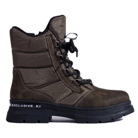 Botas de nieve con cordones para mujer verde Botas de nieve con cordones para mujer verde