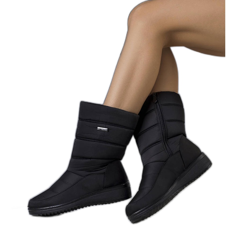 BM Botas de nieve negras con cuña baja Reina negro