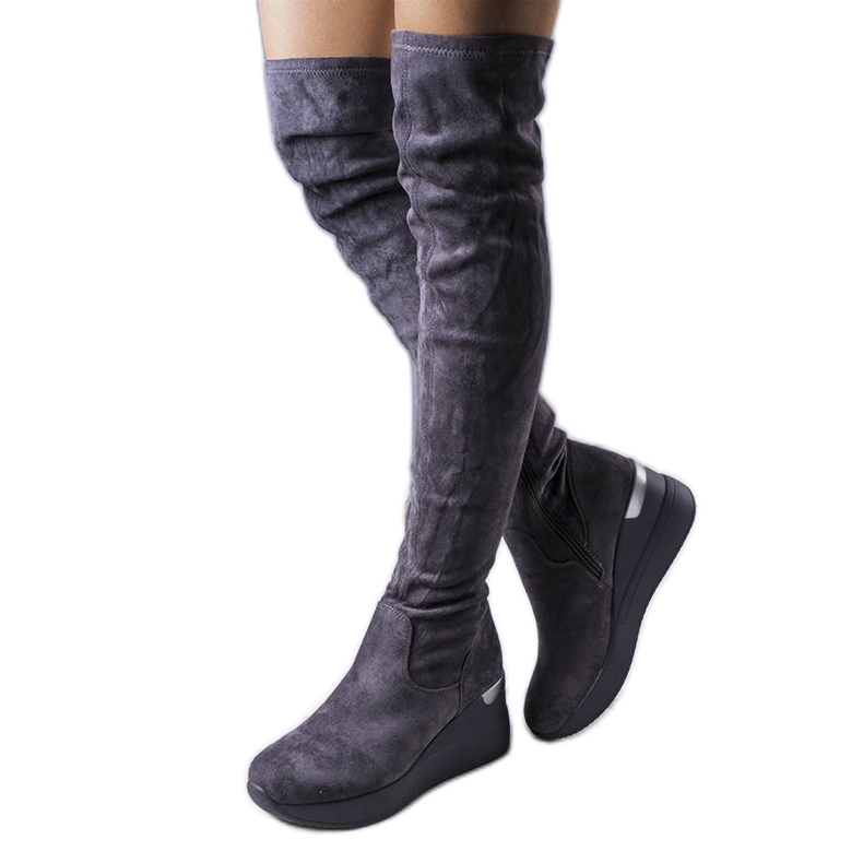 PA1 Botas con cuña en ante grises de Roland PA1 Botas con cuña en ante grises de Roland