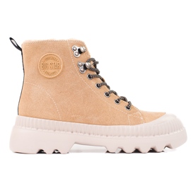 Zapatos de mujer hechos de cuero genuino Big Star KK274521 marrón
