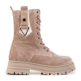 Botas de montaña para mujer High Shelovet fabricadas en piel natural beige