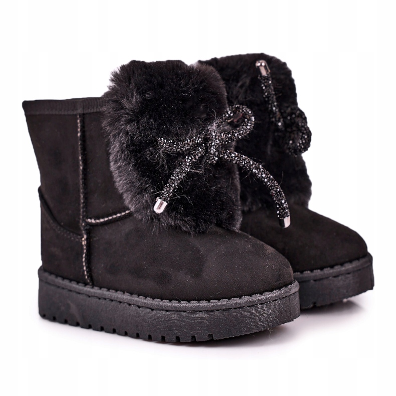 Botas de nieve para niños negras con piel de ante Amelia negro Botas de nieve para niños negras con piel de ante Amelia negro