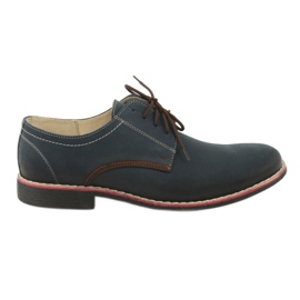Moskała Zapatos de cuero para hombres 761 azul marino Moskła