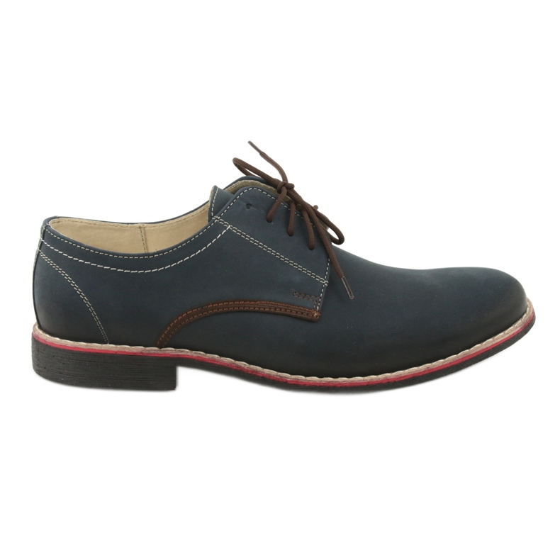 Moskała Zapatos de cuero para hombres 761 azul marino Moskła