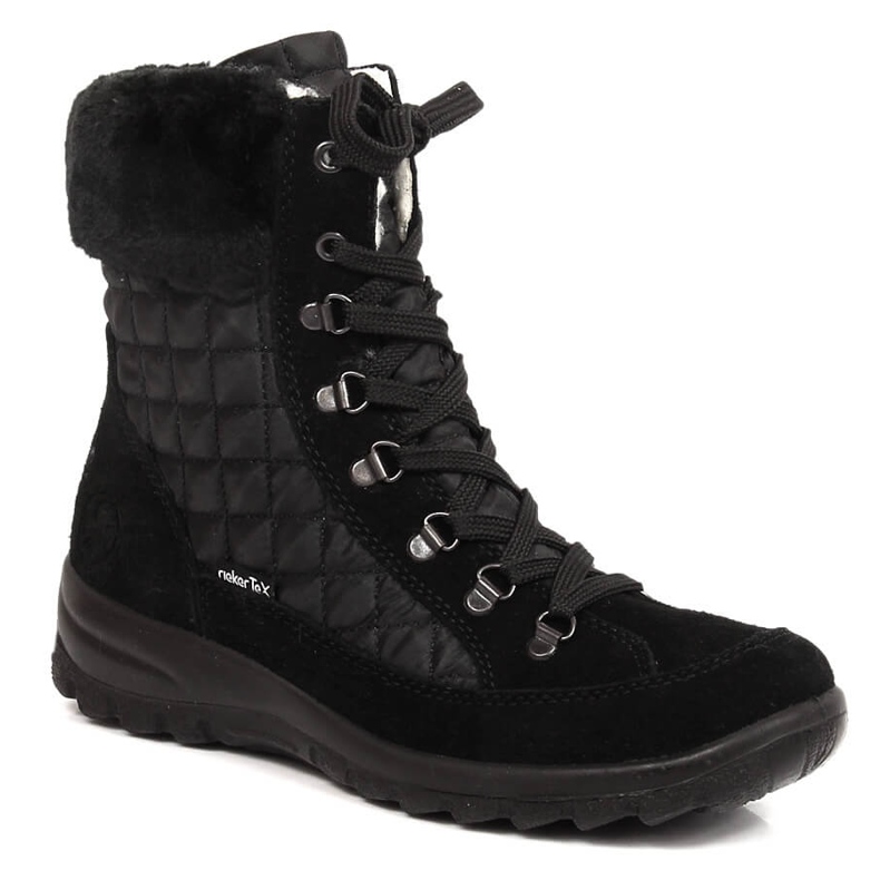 Botas de nieve impermeables de cuero para mujer Rieker L7141-00 negro