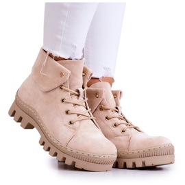 S.Barski Botines Trapper de ante, beige claro