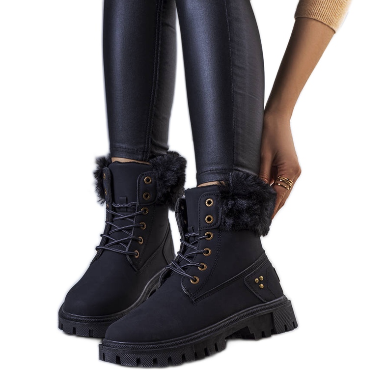 Botas negras con aislamiento y pelo de Brigi negro