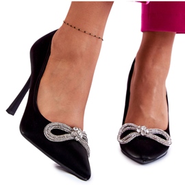 PS1 Elegantes Stilettos Alyssa Negros Con Lazo