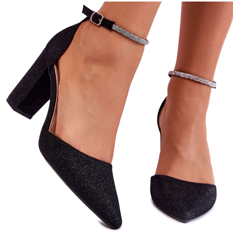 PS1 Bombas brillantes en tacones altos con pedrería Black Castor negro
