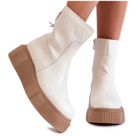 PL5 Botas De Mujer De Piel Sobre La Plataforma Jenefer Beige Claro PL5 Botas De Mujer De Piel Sobre La Plataforma Jenefer Beige Claro