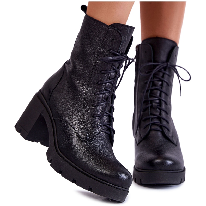 PL5 Botas Mujer Piel Tacón Alto Negro Rea