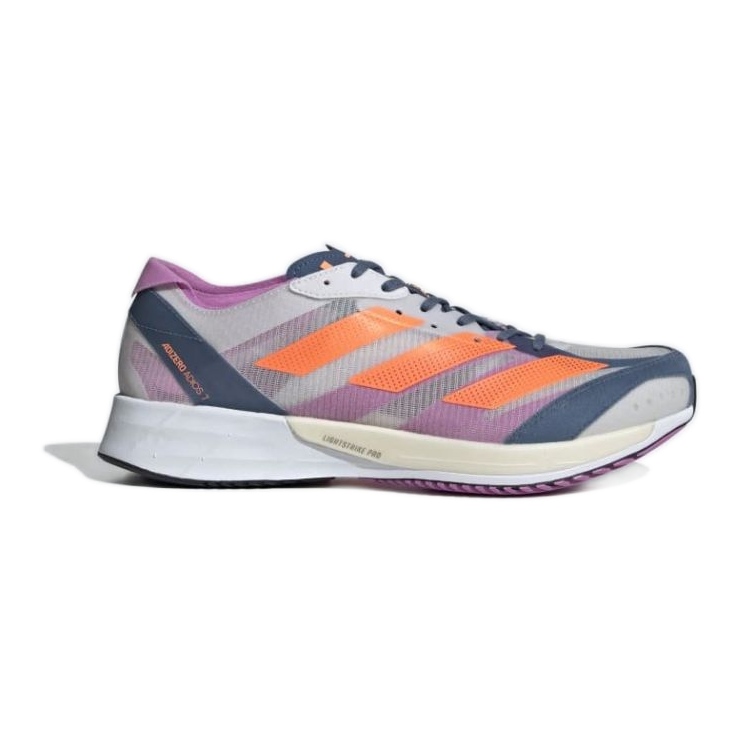 Zapatillas Adidas Adizero Adios 7 M GX6647 blanco violeta naranja Zapatillas Adidas Adizero Adios 7 M GX6647 blanco violeta naranja