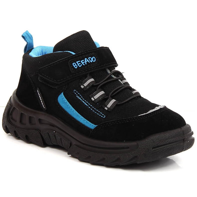 Zapatos de trekking altos impermeables para niños negros Befado 515X002 azul negro