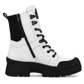 Botas de mujer impermeables en piel blanca Rieker Revolution W0374-80 blanco negro