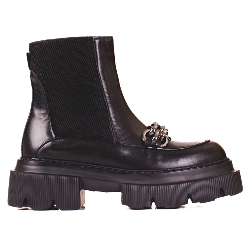 Botines Chelsea de piel para mujer en la plataforma Shelovet negro