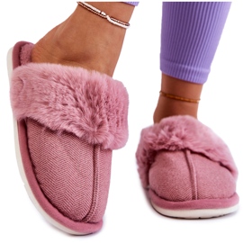 Pantuflas Calientes De Mujer Con Pelo Rosa Oscuro Franco rosado