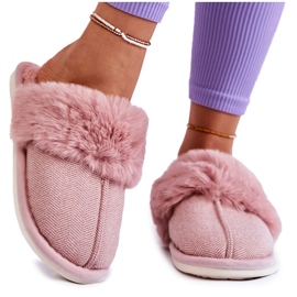 Pantuflas Calientes Mujer Con Pelo Rosa Claro Franco