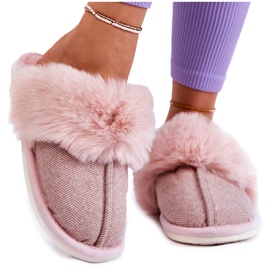 Pantuflas Calientes De Mujer Con Pelo Beige-Rosa Franco marrón