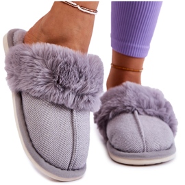 Pantuflas Cálidas De Mujer Con Pelo Franco Gris