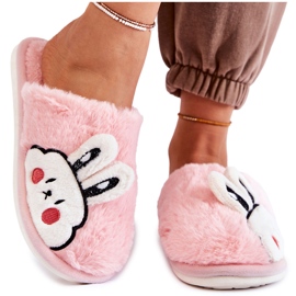 BM Pantuflas Mujer De Pelo Con Conejo Rosa Claro Trisha