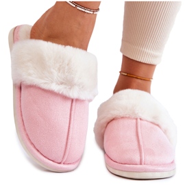 BM Pantuflas Mujer Lisas Con Pelo Rosa Morisea