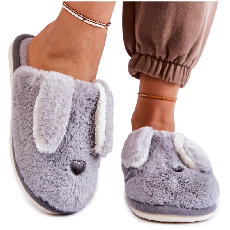 Pantuflas sin cordones de piel gris para mujer Remmi Pantuflas sin cordones de piel gris para mujer Remmi