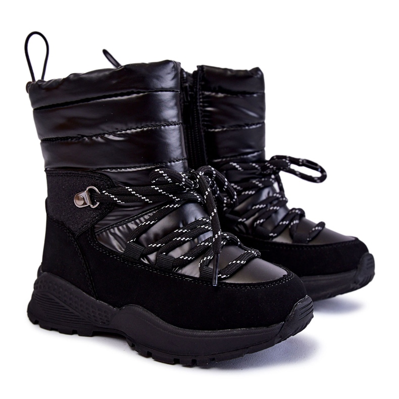 PE1 Negro Botas De Nieve Cálidas Para Niños Leena Con Cremallera PE1 Negro Botas De Nieve Cálidas Para Niños Leena Con Cremallera