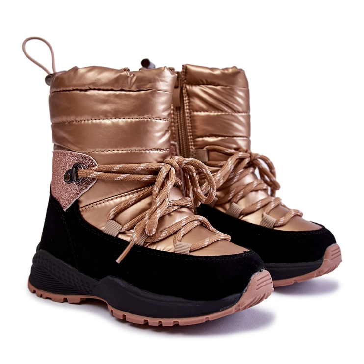 PE1 Botas De Nieve Cálidas Con Cremallera Leena Dorada Para Niños dorado