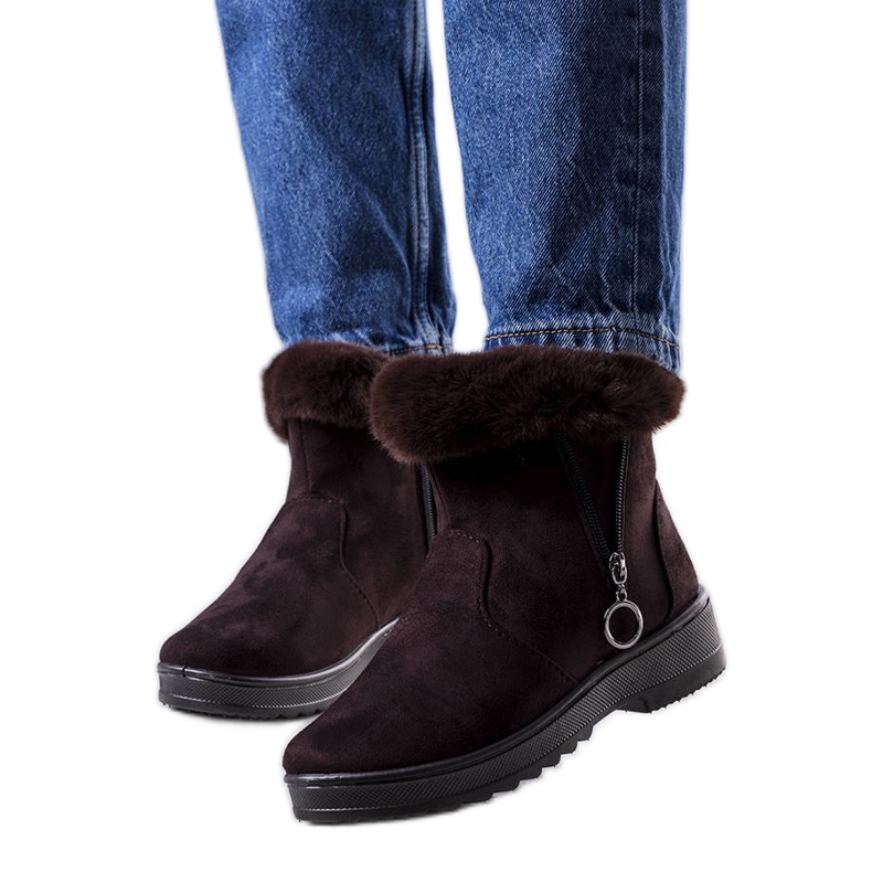Botas de nieve marrones con aislamiento y cremallera Katalina marrón