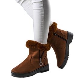 Botas de nieve con aislamiento Camel y cremallera Katalina marrón