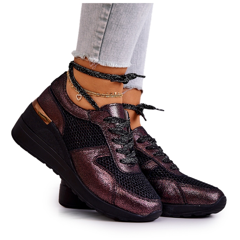 Deportivas Cuña Piel Malla S.Barski Negro