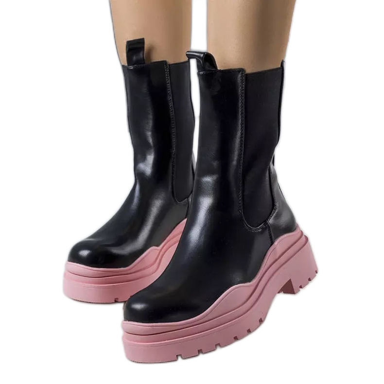 BM Botas negras sobre suela Jadiel rosa negro