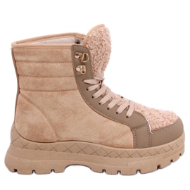BM Botas de cordones con piel de cordero Khandi Khaki beige caqui