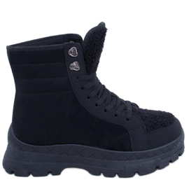 Botas de cordones con piel de cordero Khandi Black negro