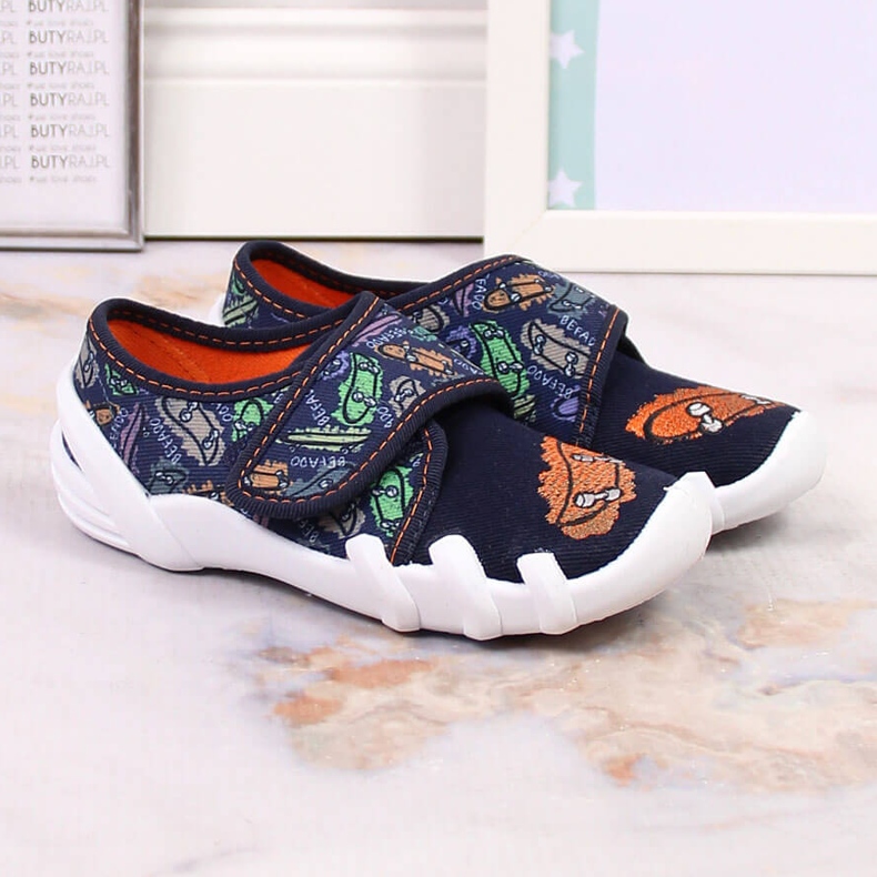 Zapatillas de estar por casa niño con velcro azul marino Befado 273Y345 granada
