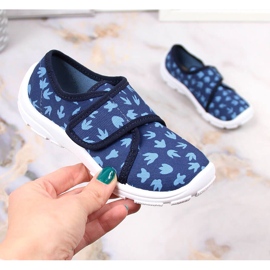 Pantuflas de guardería para niño con velcro azul marino Befado 974X476
