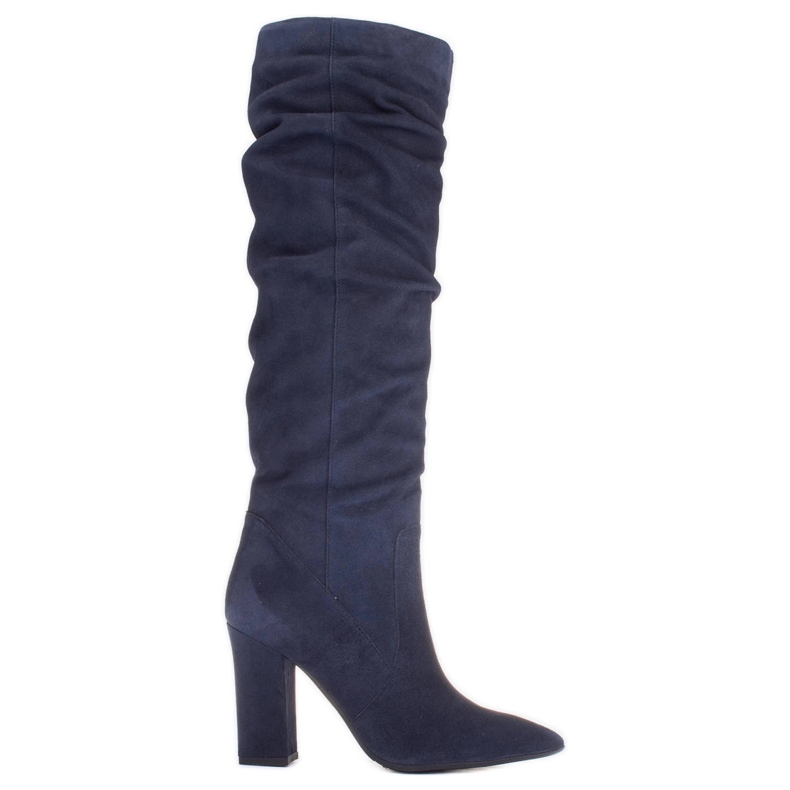 Marco Shoes Botas altas arrugadas color azul marino fabricadas en ante natural